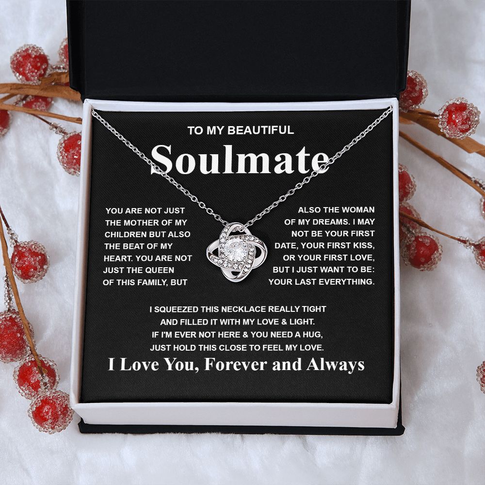 Gifts For Soulmate Birthday Gifts From Husband Necklace Valentines Days, Necklace for Future Soulmate, Anniversary Necklace Jewelry for Wife Necklace Gifts from Husband - Soulmate Gift Necklace with Message Card and Gift Box Love knot Thang