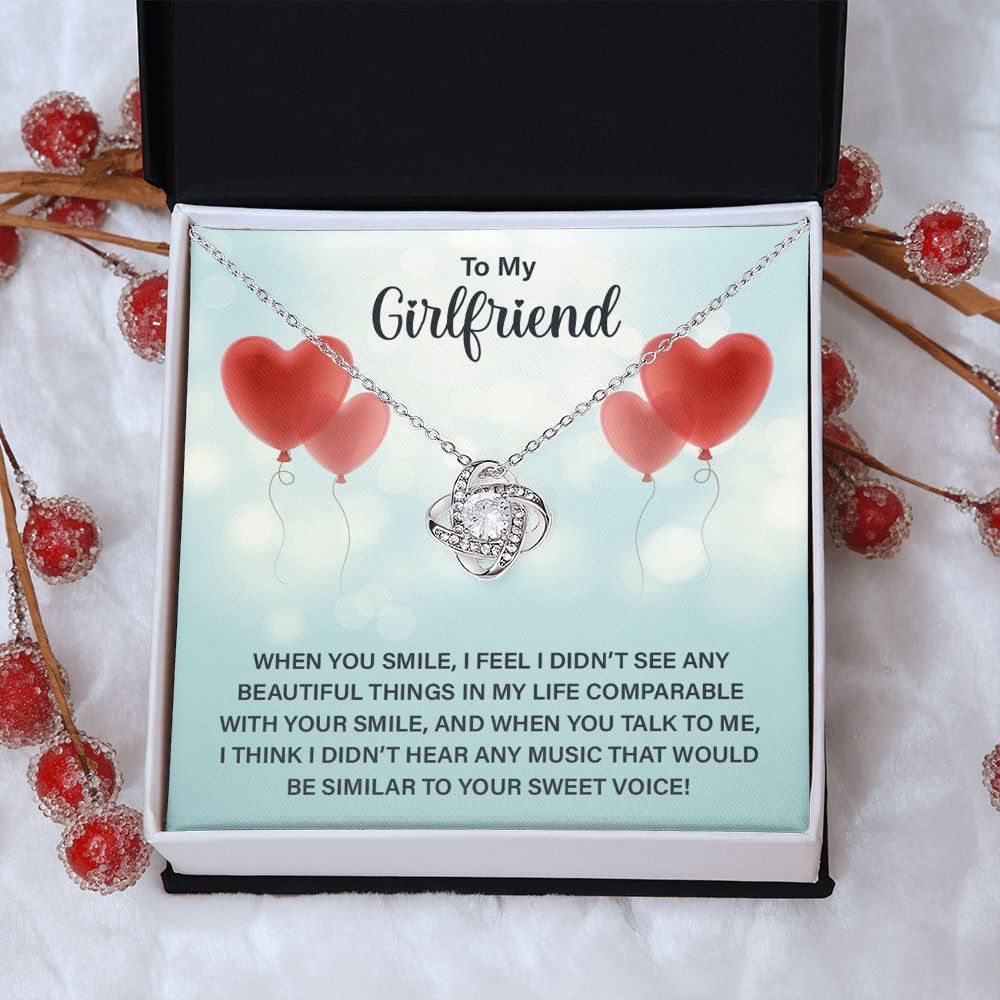 Love Knot Necklace To My Girlfriend Gifts From Boyfriend, Girlfriend Jewelry, Girlfriend Birthday Anniversary For Girlfriend Gift, Necklace Message Card and Gift Box Styles on Birthday, Christmas, Anniversary Love knot Thang