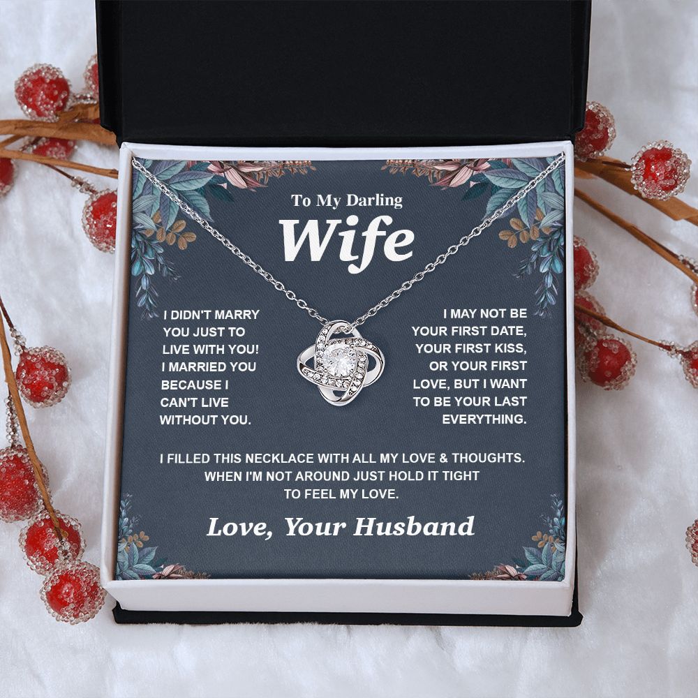 Valentine Gifts for Wife Necklace from Husband, Gifts for Wife from Husband, Valentine Gifts for Her Gifts Soulmate Message Card and Necklace Gift Box Gift Box Styles on Birthday, Wedding, Anniversary, Valentine Love knot Thang