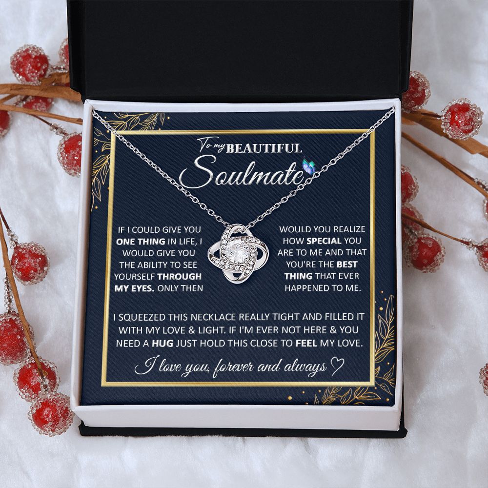 Couples Gifts, To My Dear Wife Necklace Gifts From Husband, Wedding For Wife From Husband, Wife Birthday From Husband, To My Beautiful Wife, Necklace Custom Name Message Card and Gift Box Styles on Birthday, Christmas, Wedding, Anniversary Love knot Thang