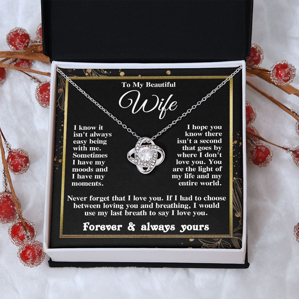 Gifts for Wife Necklace from Husband, Gifts for Wife from Husband, Birthday Gifts for Her Gifts Soulmate Message Card and Necklace Gift Box Gift Box Styles on Birthday, Wedding, Anniversary, Valentine Love knot Thang