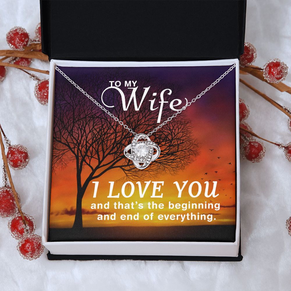Birthday For Wife, Love Necklace Gifts For Wife From Husband, To My Soulmate Necklace For Women, To My Wife Necklace Wedding Anniversary, Love Knot Meaningful Necklace Message Card and Gift Box Styles on Birthday, Christmas, Anniversary Love knot Thang