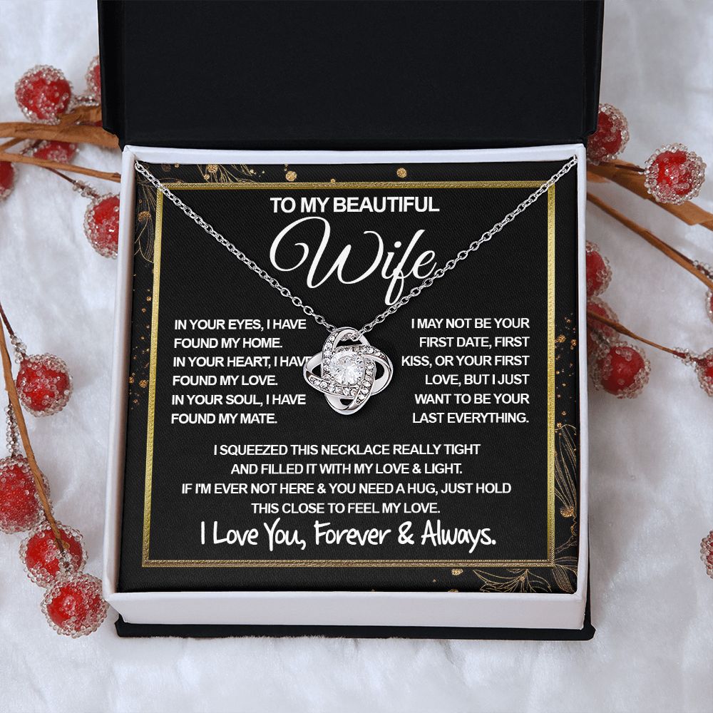 To My Beautiful Wife Necklace, Soulmate Jewelry For Women, Wife Necklace From Husband, Soulmate Gifts Necklace For Wife, Soulmate Gifts For Her, To My Future Wife Necklace Soulmate Love knot Thang