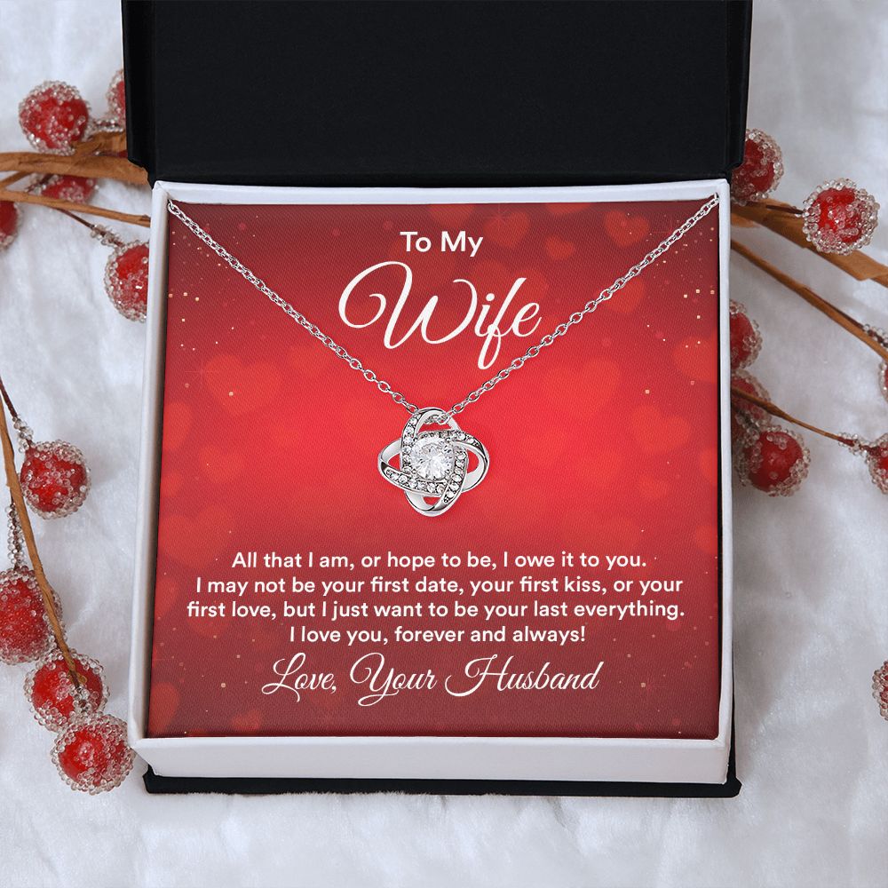 Couples Gifts,My Wife Necklace Gifts From Husband, Wedding Anniversary Jewelry For Wife From Husband, Wife Birthday From Husband, To My Soulmate Message Card and Gift Box styles On Birthday, Christmas, Anniversary  Love knot Thang