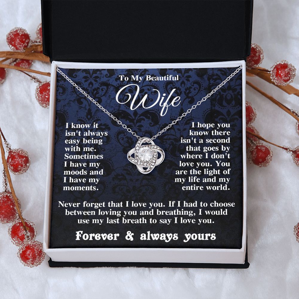 Gifts for Wife Necklace from Husband, Gifts for Wife from Husband, Wedding Gifts for Her Gifts Soulmate Message Card and Necklace Gift Box Gift Box Styles on Birthday, Wedding, Anniversary, Valentine Love knot Thang