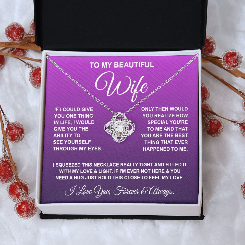 Soulmate Necklace Gifts From Husband, For Wife From Husband, Soulmate Gifts From Husband, Necklaces For Wife From Husband To My Wife Necklace Message Card and Necklace Gift Box Gift Box Styles on Birthday, Wedding, Anniversary, Valentine Love knot Thang