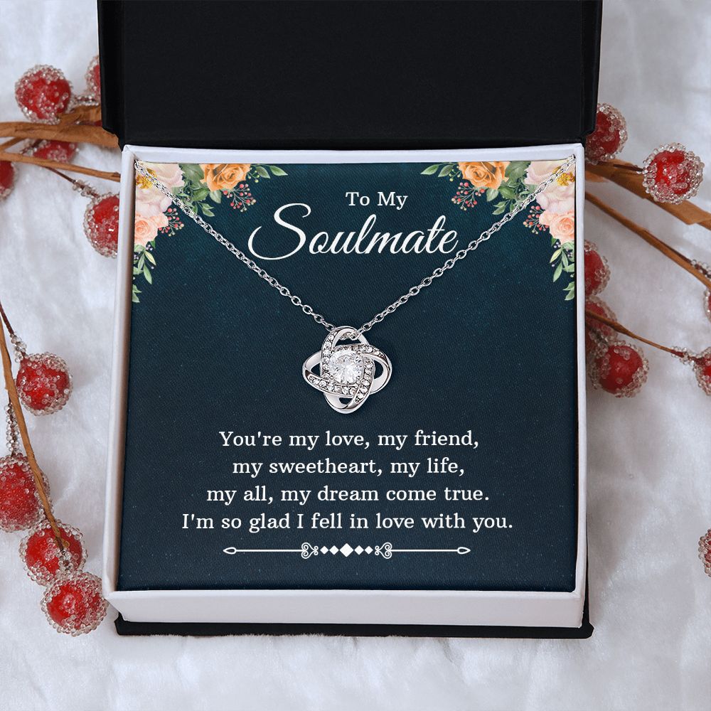 To My Beautiful Soulmate Necklace for her Jewelry For Her Couples Gifts Necklaces For Soul Mate Christmas Jewelry Romantic, Love Knot Meaningful Necklace Message Card and Gift Box Styles on Birthday, Christmas, Anniversary  Love knot Thang