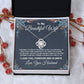 To My Beautiful Wife Necklace From Husband Pendant Jewelry with Message Card and Box Necklaces for Women Valentines Day Happy Anniversary Wedding Present for Birthday Merry Christmas for Wife Necklace Love knot Thang