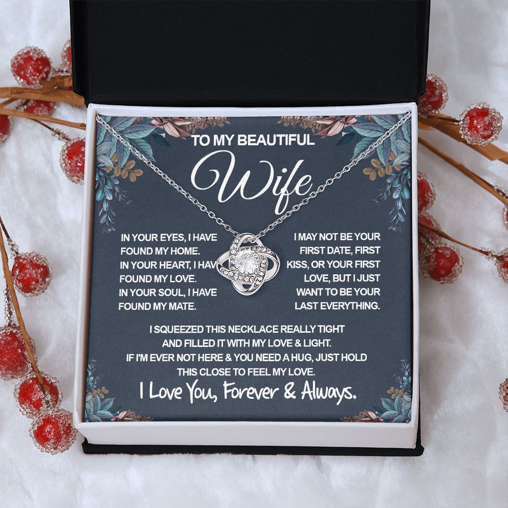 To My Beautiful Wife Necklace, Soulmate Jewelry For Women, Wife Necklace From Husband, Soulmate Wedding Gifts Necklace For Wife, Soulmate Gifts For Her, To My Future Wife Necklace Soulmate Love knot Thang