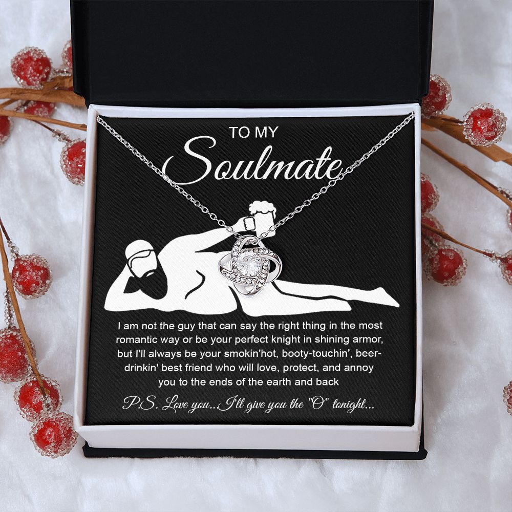 To My Soulmate Necklace For Women, Funny Gifts For Girlfriend,Valentine Christmas Presents For Girlfriend, Best Birthday Meaningful Gift Ideas For Wife, Women Romantic Jewelry For Her Anniversary Message Card and Gift Box Styles Love knot Thang