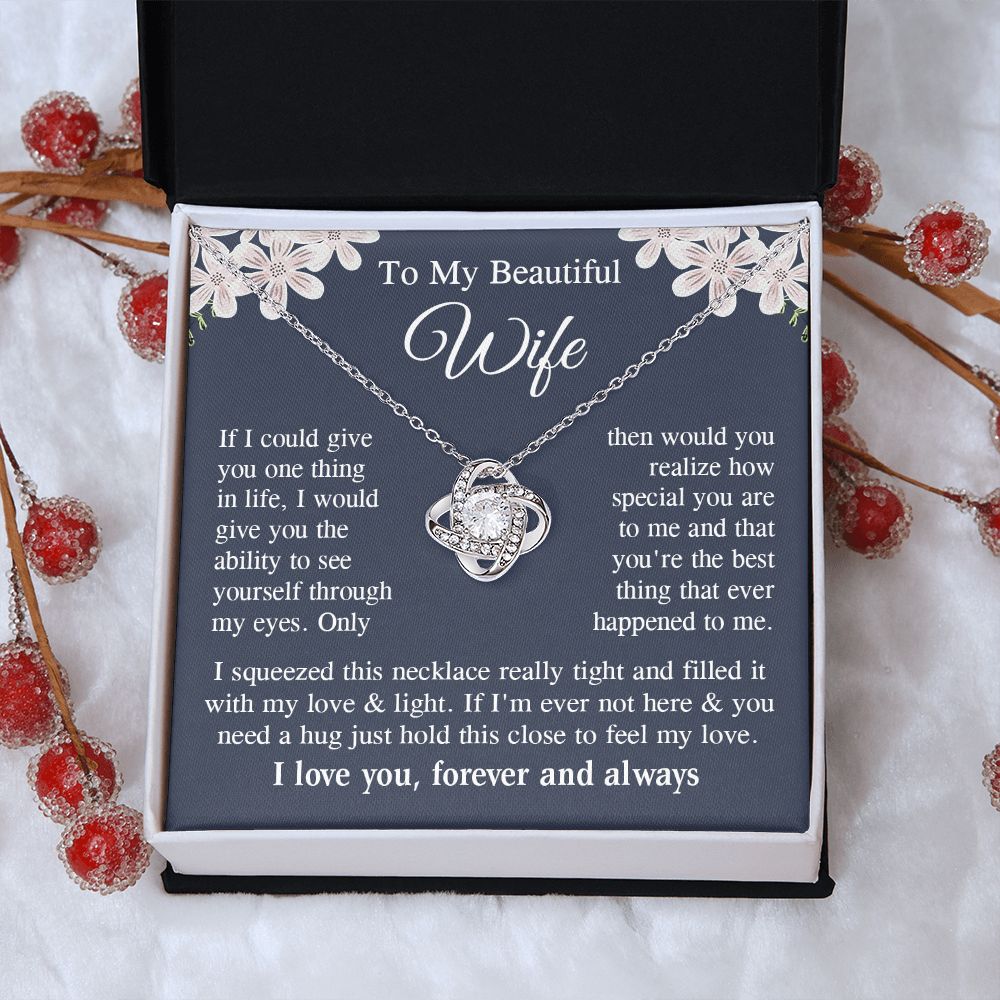 Wife Necklace Gift for Her, Soulmate Jewelry, Necklace for Future Wife, Wedding Anniversary Jewelry for Wife Necklace Gifts from Husband - Soulmate Gift Necklace with Message Card and Gift Box Love knot Thang
