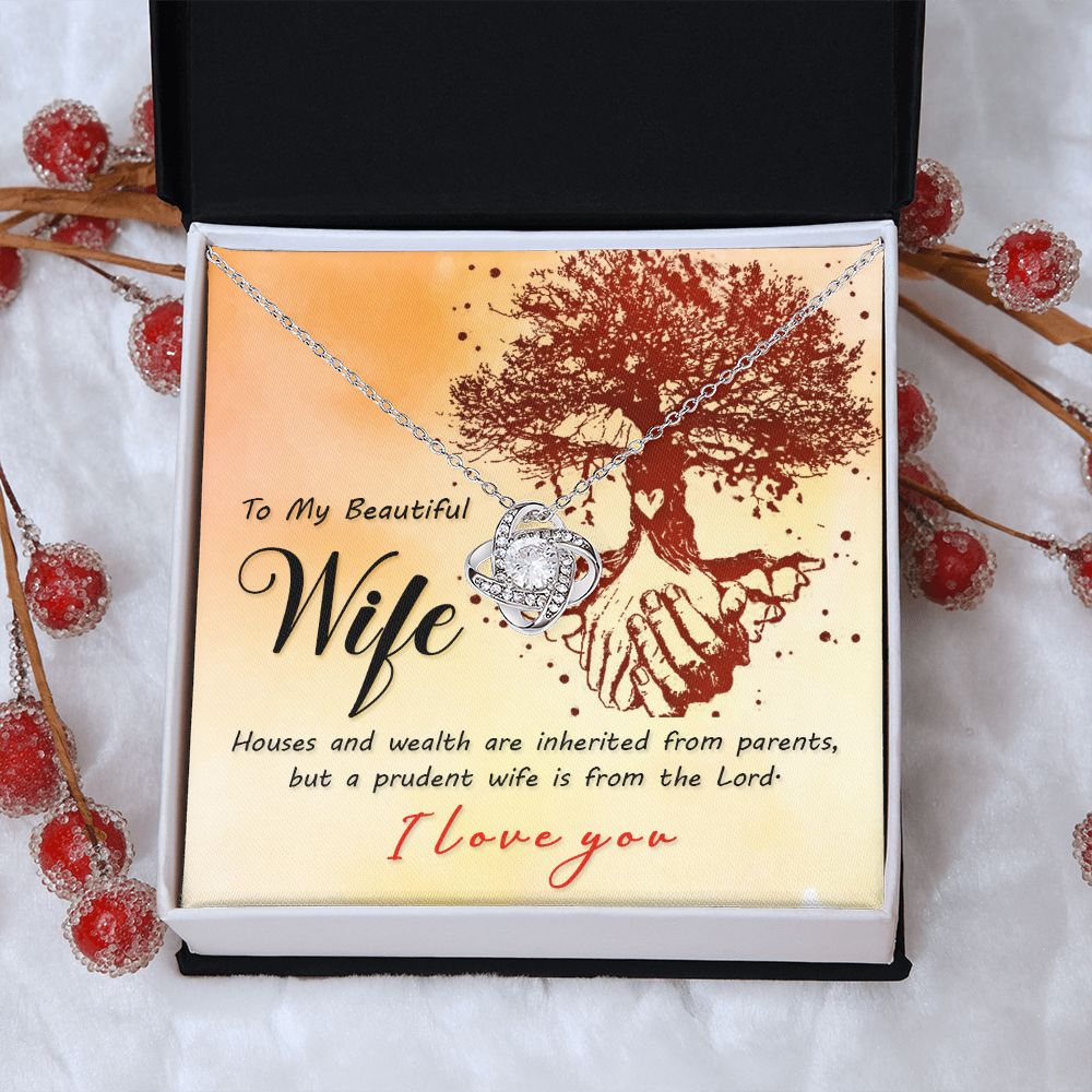 Couples Gifts, Beautiful Wife Necklace Gifts From Husband, Wedding Anniversary Jewelry For Wife From Husband, Wife Birthday From Husband, To My Soulmate Message Card and Gift Box styles On Birthday, Christmas, Anniversary  Love knot Thang