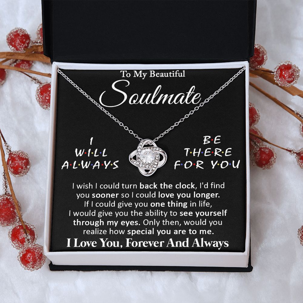 Couples Gifts, To My Beautiful Soulmate Necklace Gifts From Husband, Wedding Anniversary For Wife From Husband, To My Beautiful Wife, Necklace Custom Name Message Card and Gift Box Styles on Birthday, Christmas, Wedding, Anniversary Love knot Thang