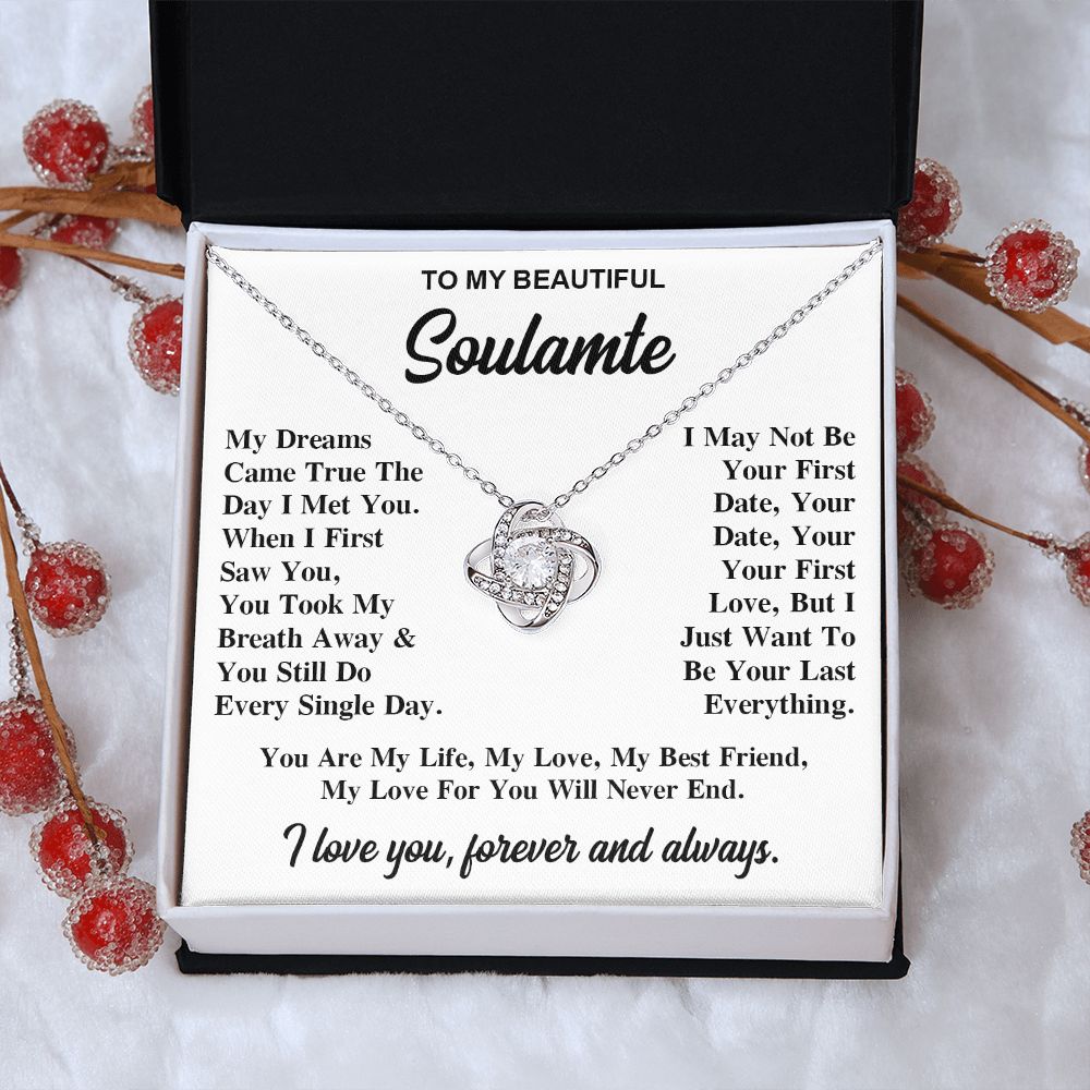 To My Soulmate Necklace Gift for Her, Soulmate Necklace, Necklaces for Wife from Husband, Valentine To My Wife Necklace, Soulmate Gifts, Necklace Message Card and Gift Box Styles on Birthday, Wedding, Anniversary, Valentine Love knot Thang