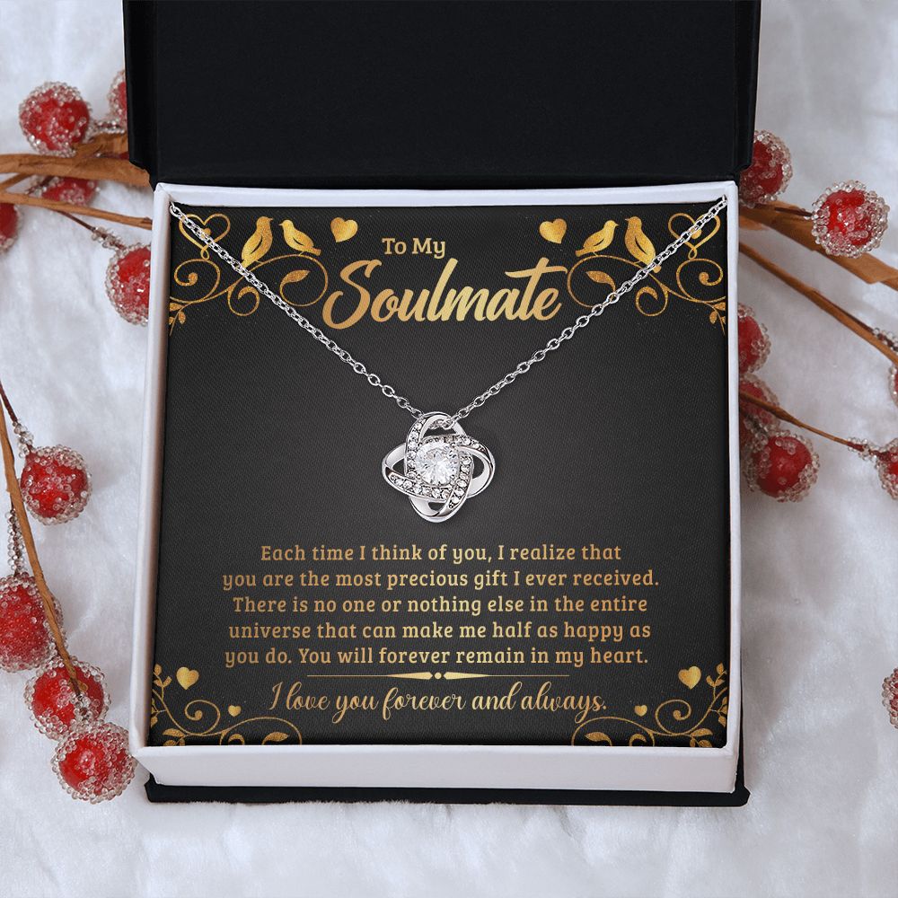 Couples Gifts, My Soulmate Necklace Gifts From Husband, Wedding Anniversary Jewelry For Wife From Husband, Wife Birthday From Husband, To My Soulmate Message Card and Gift Box styles On Birthday, Christmas, Anniversary  Love knot Thang