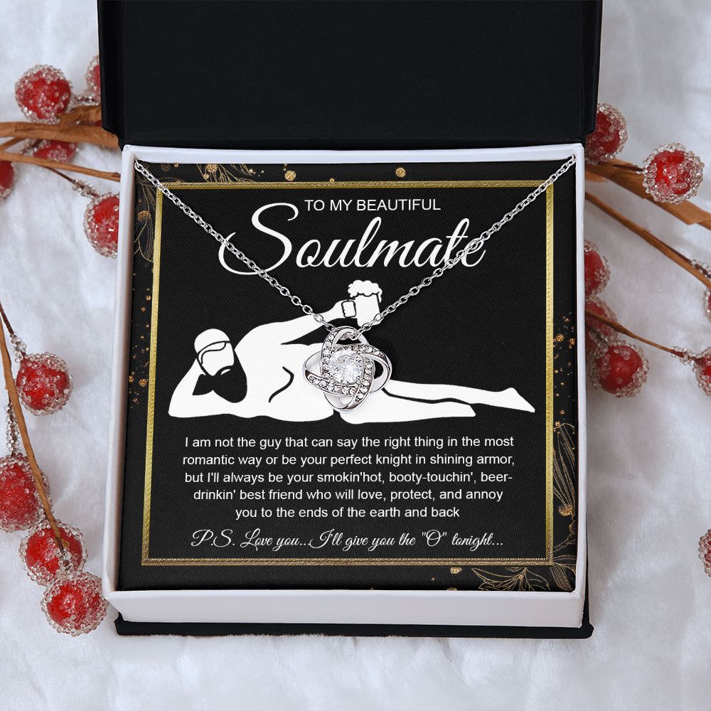 To My Beautiful Soulmate Necklace For Women, Funny Gifts For Girlfriend,Valentine Christmas Presents For Girlfriend, Best Birthday Meaningful Gift Ideas For Wife, Women Romantic Jewelry For Her Wedding Message Card and Gift Box Styles Love knot Thang