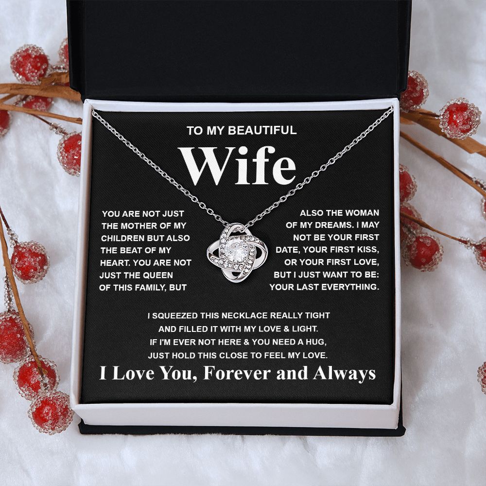 Gifts For Wife Birthday Gifts From Husband Necklace Valentines Days, Necklace for Future Soulmate, Anniversary Necklace Jewelry for Wife Necklace Gifts from Husband - Soulmate Gift Necklace with Message Card and Gift Box Love knot Thang