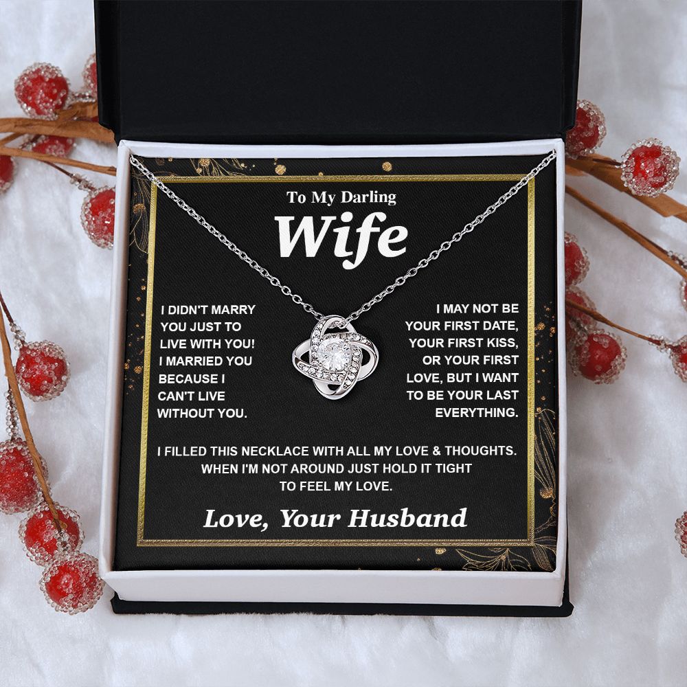 Valentine Gifts for Wife Necklace from Husband, Gifts for Wife from Husband, Wedding Gifts for Her Gifts Soulmate Message Card and Necklace Gift Box Gift Box Styles on Birthday, Wedding, Anniversary, Valentine Love knot Thang