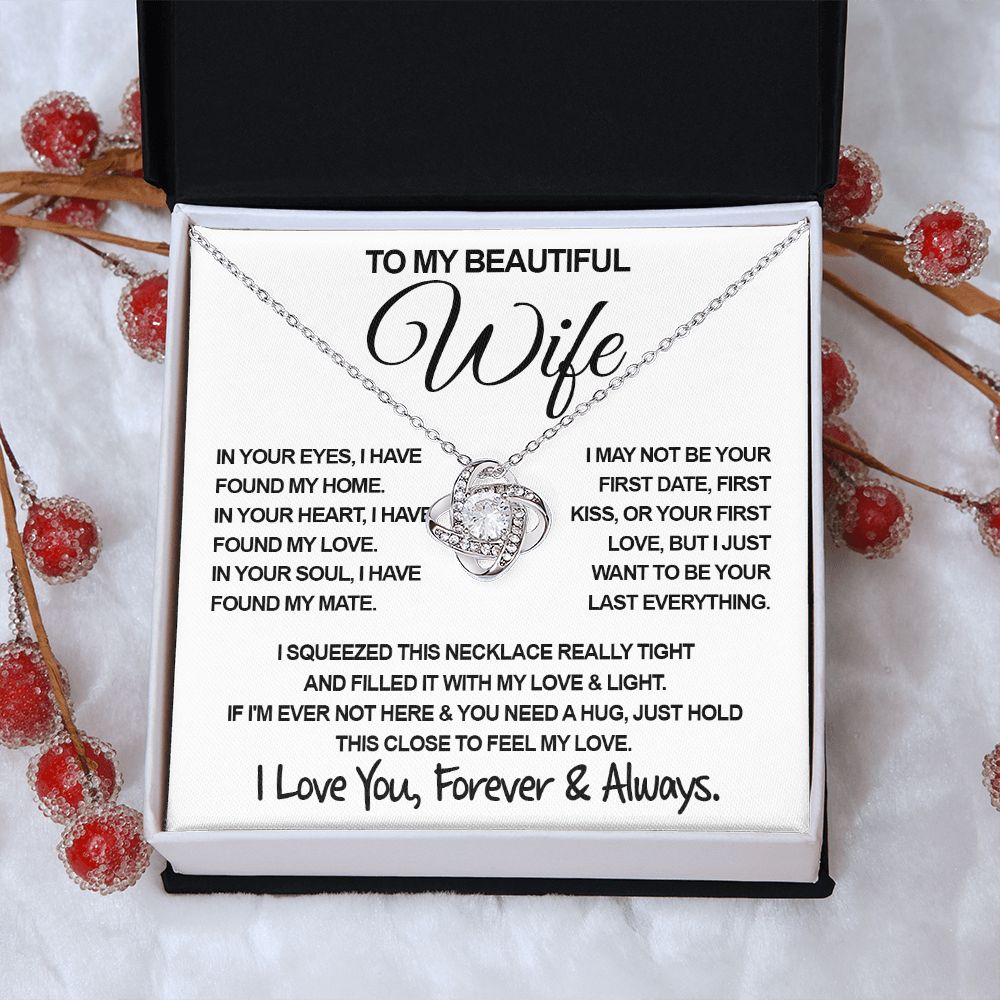 To My Beautiful Wife Necklace, Soulmate Jewelry For Women, Wife Necklace From Husband, Soulmate Birthday Gifts Necklace For Wife, Soulmate Gifts For Her, To My Future Wife Necklace Soulmate Love knot Thang