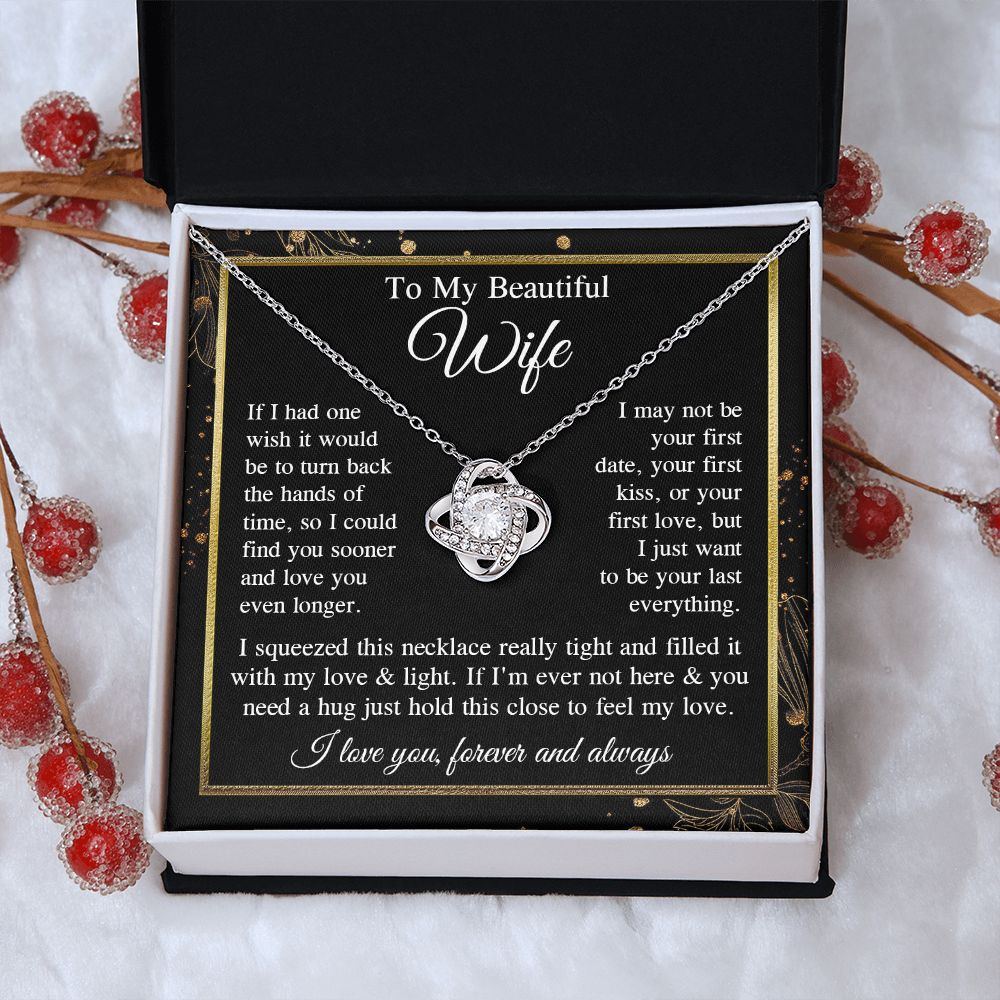 Wife Necklace Gift for Her, Soulmate Jewelry, Necklace for Future Wife, Valentine Jewelry for Wife Necklace Gifts from Husband - Soulmate Gift Necklace with Message Card and Gifts Box Love knot Thang