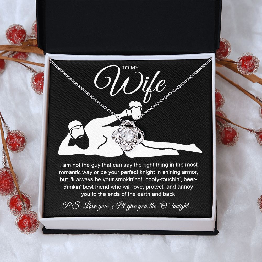 To My Wife Necklace For Women, Funny Gifts For Girlfriend,Valentine Christmas Presents For Girlfriend, Best Birthday Meaningful Gift Ideas For Wife, Women Romantic Jewelry For Her Anniversary Message Card and Gift Box Styles Love knot Thang