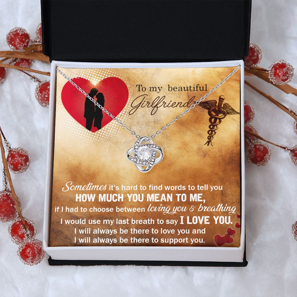 Couples Gifts, Nusre Wife Necklace Gifts From Husband, Wedding Anniversary Jewelry For Wife From Husband, Wife Birthday From Husband, To My Beautiful Girlfriend Message Card and Gift Box styles On Birthday, Christmas, Anniversary  Love knot Thang