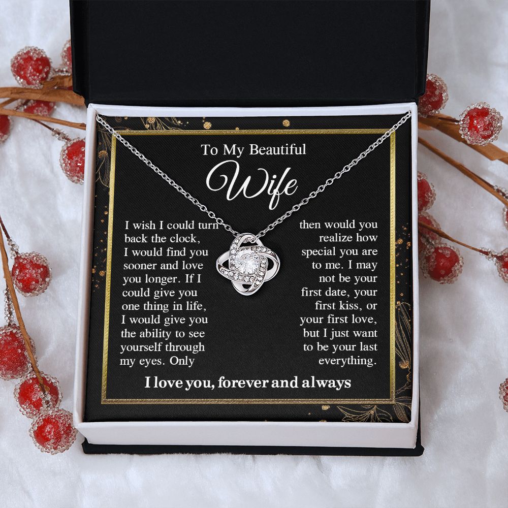 To My Beautiful Soulmate Necklace Gift For Her, Wife Gifts From Husband, Anniversary Gifts For Wife From Husband To My Wife Necklace Message Card and Necklace Gift Box Gift Box Styles on Birthday, Wedding, Anniversary, Valentine Love knot Thang