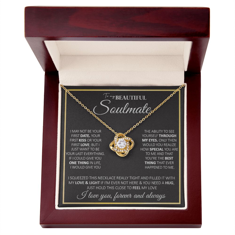 To My Future Wife Necklace, to my Wife Necklace, Necklaces For Wife From Husband, To My Beautiful Soulmate Necklace, Necklace Custom Name Message Card and Gift Box Styles on Birthday, Christmas, Wedding, Anniversary, Valentine Love knot Thang