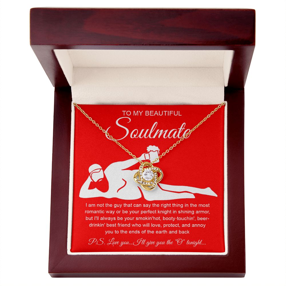 To My Beautiful Soulmate Necklace For Women, Funny Gifts For Girlfriend,Valentine Presents For Girlfriend, Best Birthday Meaningful Gift Ideas For Wife, Women Romantic Jewelry For Her Anniversary Message Card and Gift Box Styles Love knot Thang