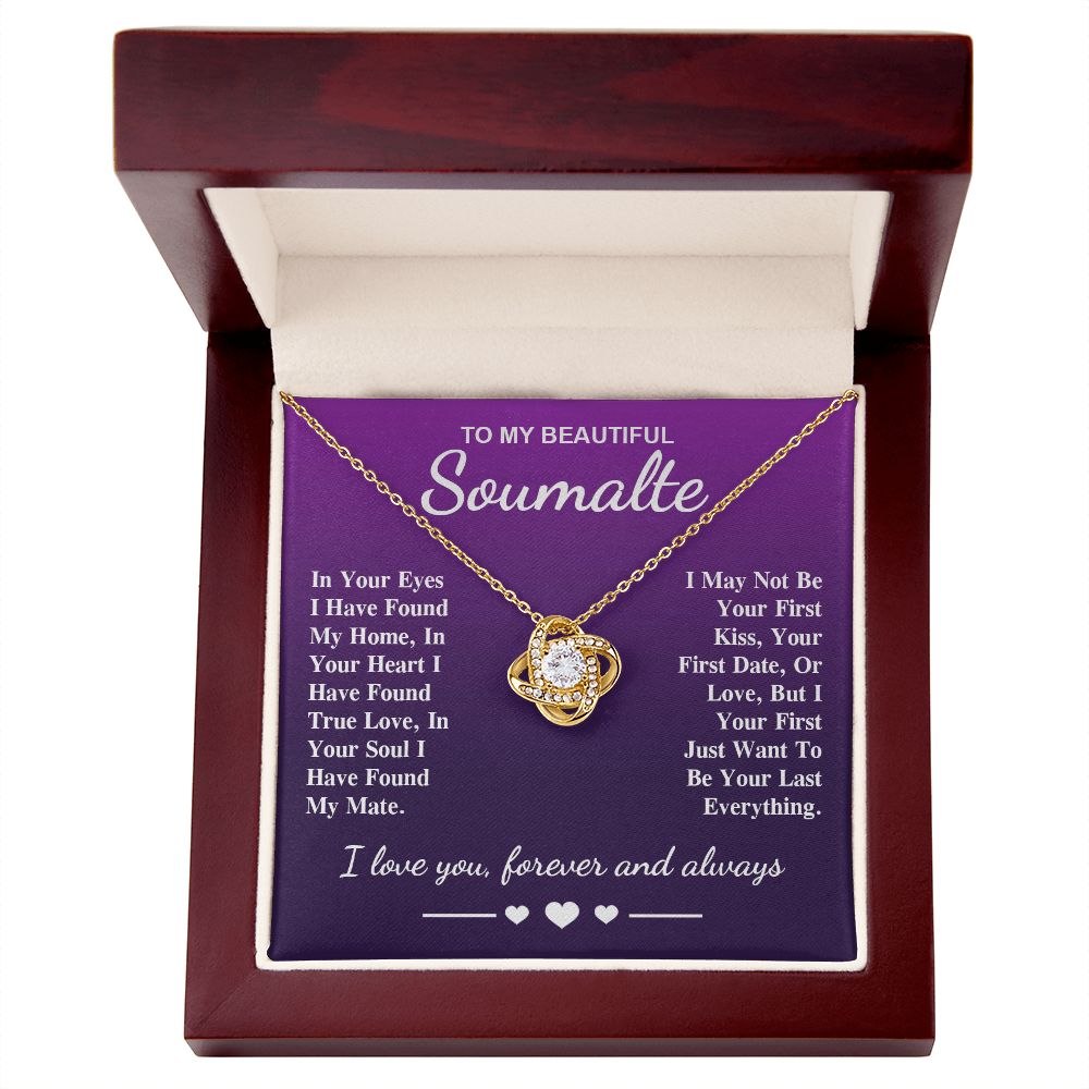 To My Beautiful Soulmate Necklace Gift, Soulmate for Wife Birthday Gifts from Husband, Valentine for Women, Soulmate Gifts, Message Card and Necklace Gifts Box Gift Box Styles on Birthday, Wedding, Anniversary, Valentine Love knot Thang