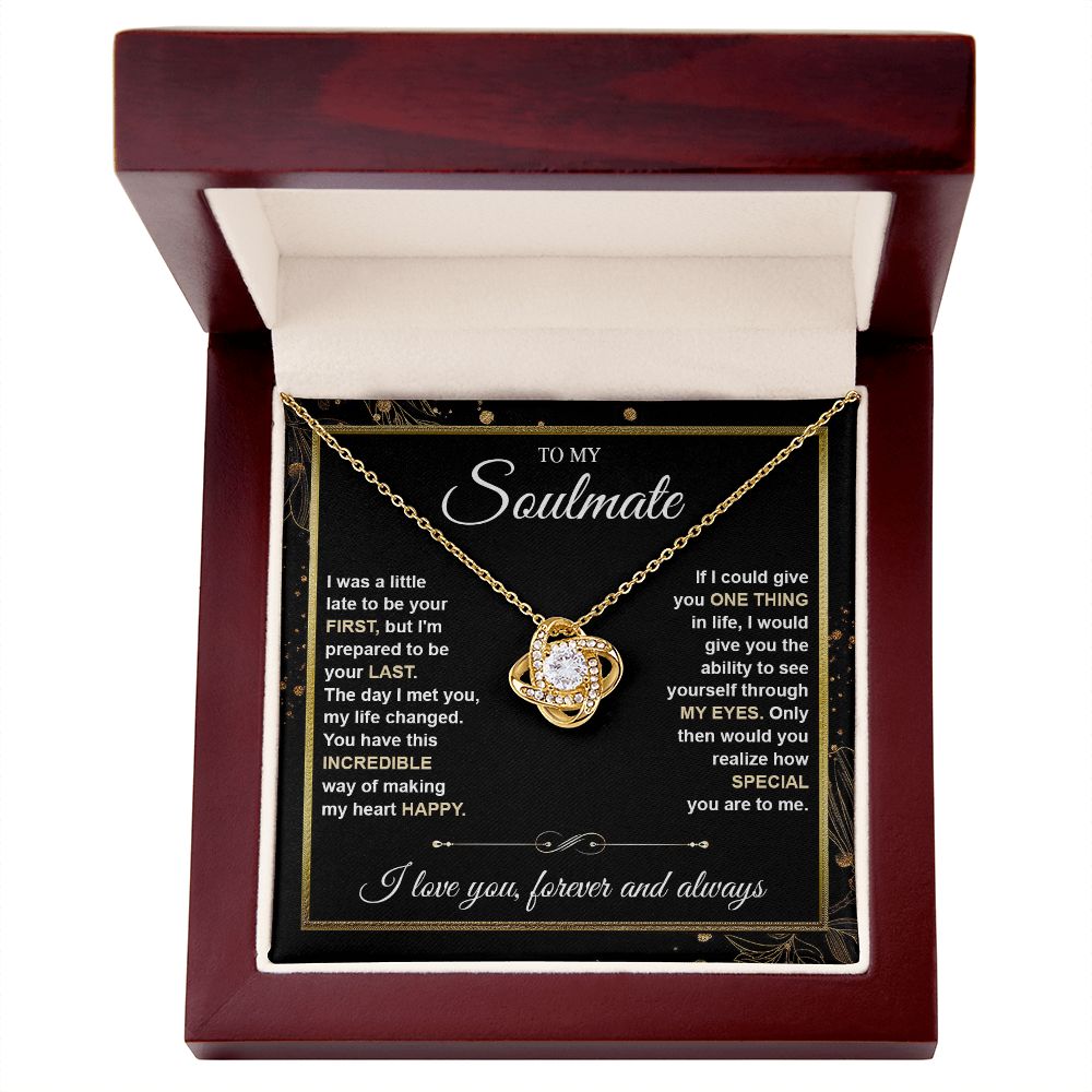 To My Soulmate Necklace gift Women, Necklaces For Wife from Husband, Soulmate Jewelry to My Future Wife Necklace and Necklace For Girlfriend with Message Card and Necklace Gift Box Gift Box Styles on Birthday, Christmas, Wedding, Anniversary Love knot Tha
