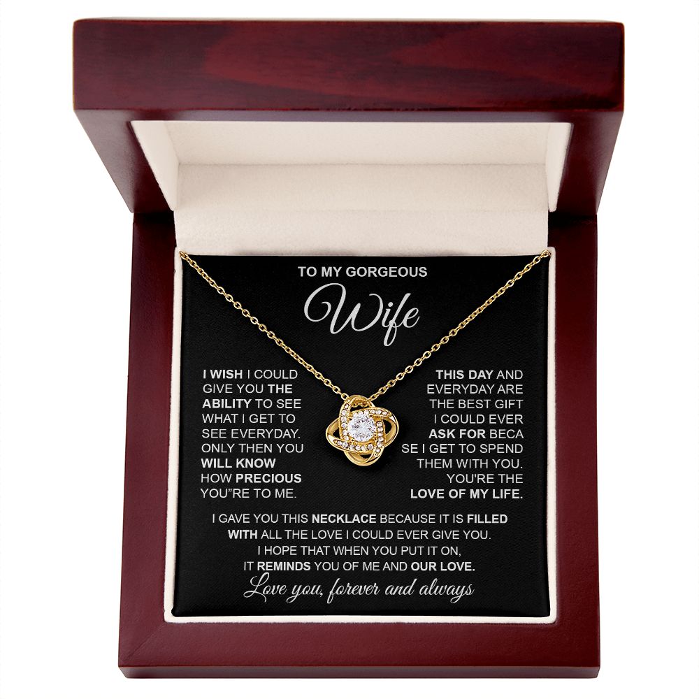 to My Wife Necklace from Husband, Necklaces for Wife from Husband, to My Soulmate Necklace for Women, Soulmate Jewelry for Wife Valentine Jewelry Gifts for Wife Birthday Gifts from Husband Love knot Thang