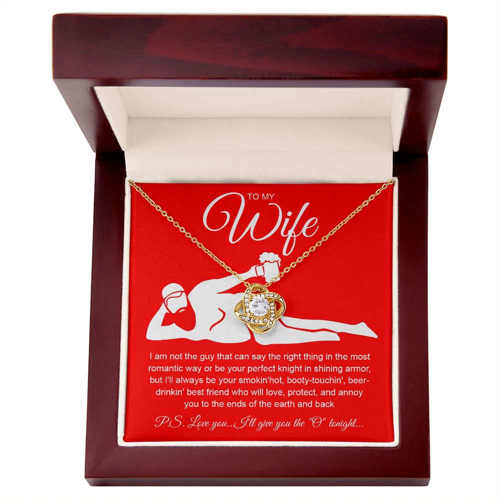 To My Wife Necklace For Women, Funny Gifts For Girlfriend,Valentine Presents For Girlfriend, Best Birthday Meaningful Gift Ideas For Wife, Women Romantic Jewelry For Her Anniversary Message Card and Gift Box Styles  Love knot Thang