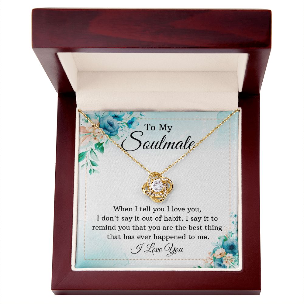 To My Soulmate, To My Wife Necklace, Wife Necklace, Wife Gift, WIfe Gift From Husband, Happy Anniversary, Meaningful Necklace Message Card and Gift Box Styles on Birthday, Christmas, Anniversary Love knot Thang