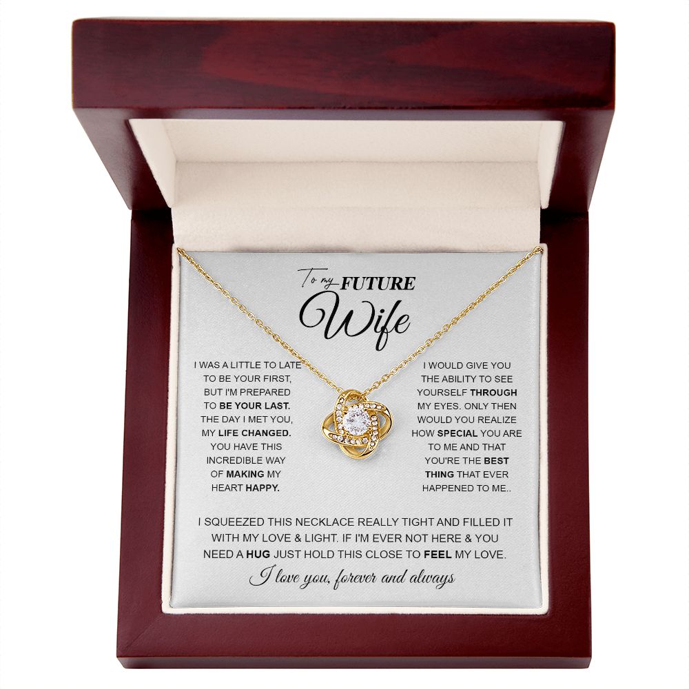 to My Future Wife Necklace Future Wife Gifts, Promise Necklace For Her, Fiance Gifts For Her, Wedding Birthday Gifts For Future Wife With Message Card Box LED, Soulmate Necklace For Women, To My Wife Necklace Love knot Thang