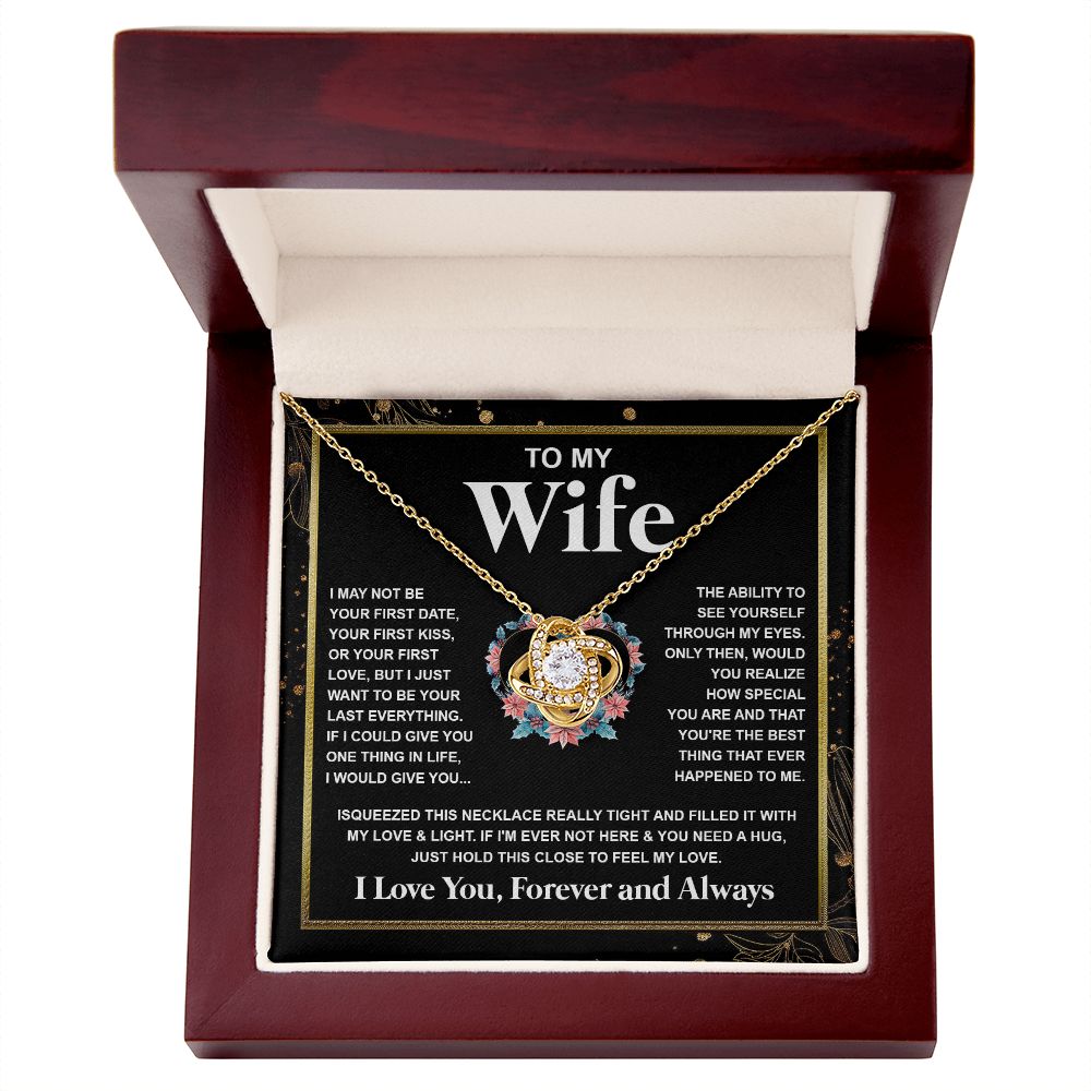 Couples Gifts Necklace To My Wife Necklace Anniversary Wedding Jewelry Romantic Gifts For My Wife Pendant Jewelry with Message Card and Box Necklaces for Women Valentines Day Happy Anniversary Wedding Present Love knot Thang