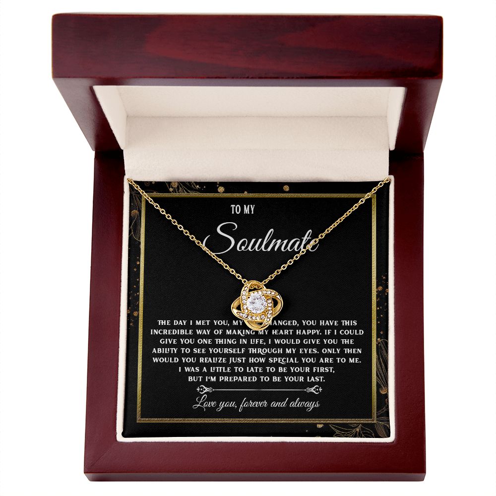 To My Soulmate Necklace, Necklaces For Wife from Husband, Soulmate Necklace to My Beautiful Wife, Necklace For Soulmate with Message Card and Necklace Gift Box Gift Box Styles on Birthday, Christmas, Wedding, Anniversary, Valentine Love knot Thang