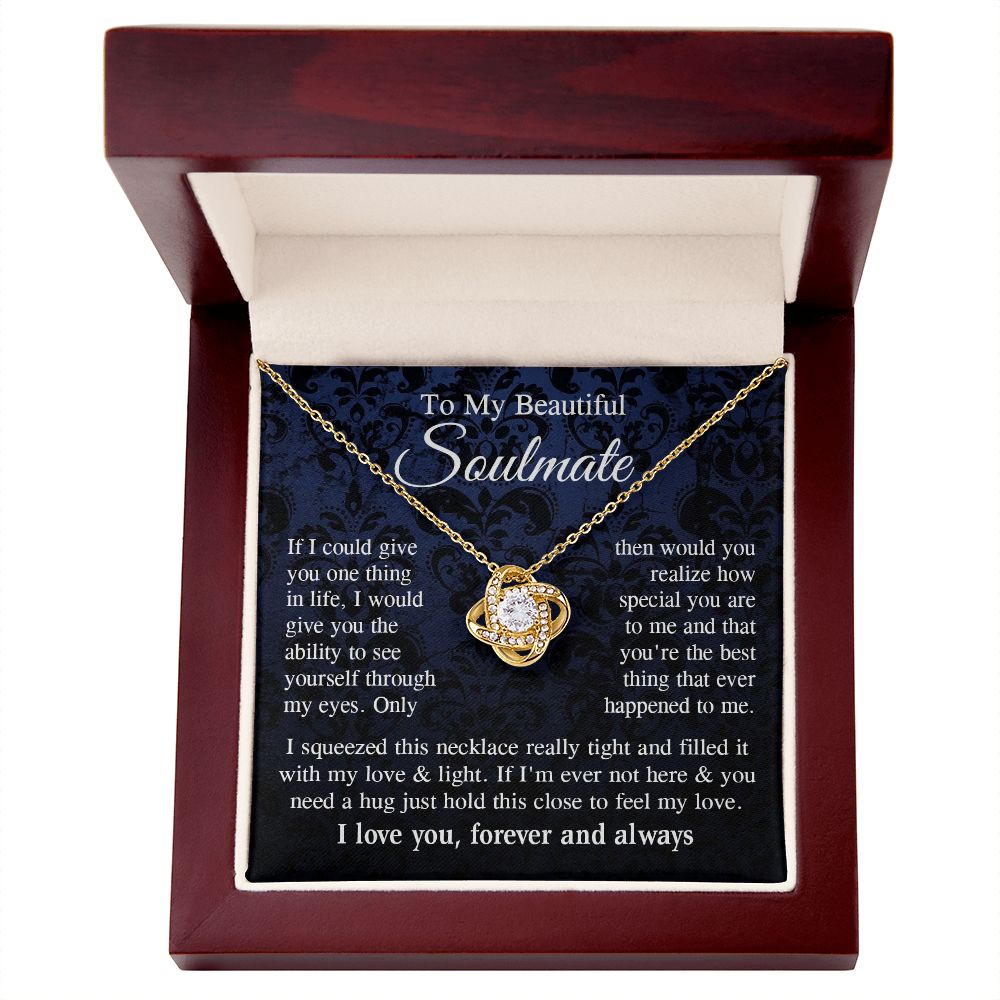 Soulmate Necklace Gift for Her, Soulmate Jewelry, Necklace for Future Wife, Valentine Anniversary Jewelry for Wife Necklace Gifts from Husband - Soulmate Gift Necklace with Message Card and Gift Box Love knot Thang