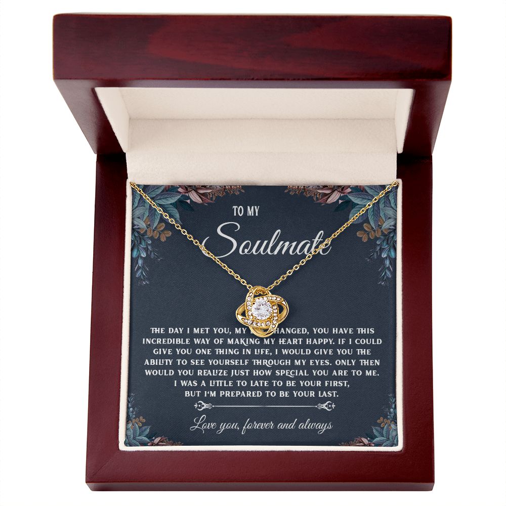 To My Soulmate Necklace Gift, Necklaces For Wife from Husband, Soulmate Necklace to My Beautiful Soulamte, Necklace For Soulmate with Message Card and Necklace Gift Box Gift Box Styles on Birthday, Christmas, Wedding, Anniversary, Valentine Love knot Than