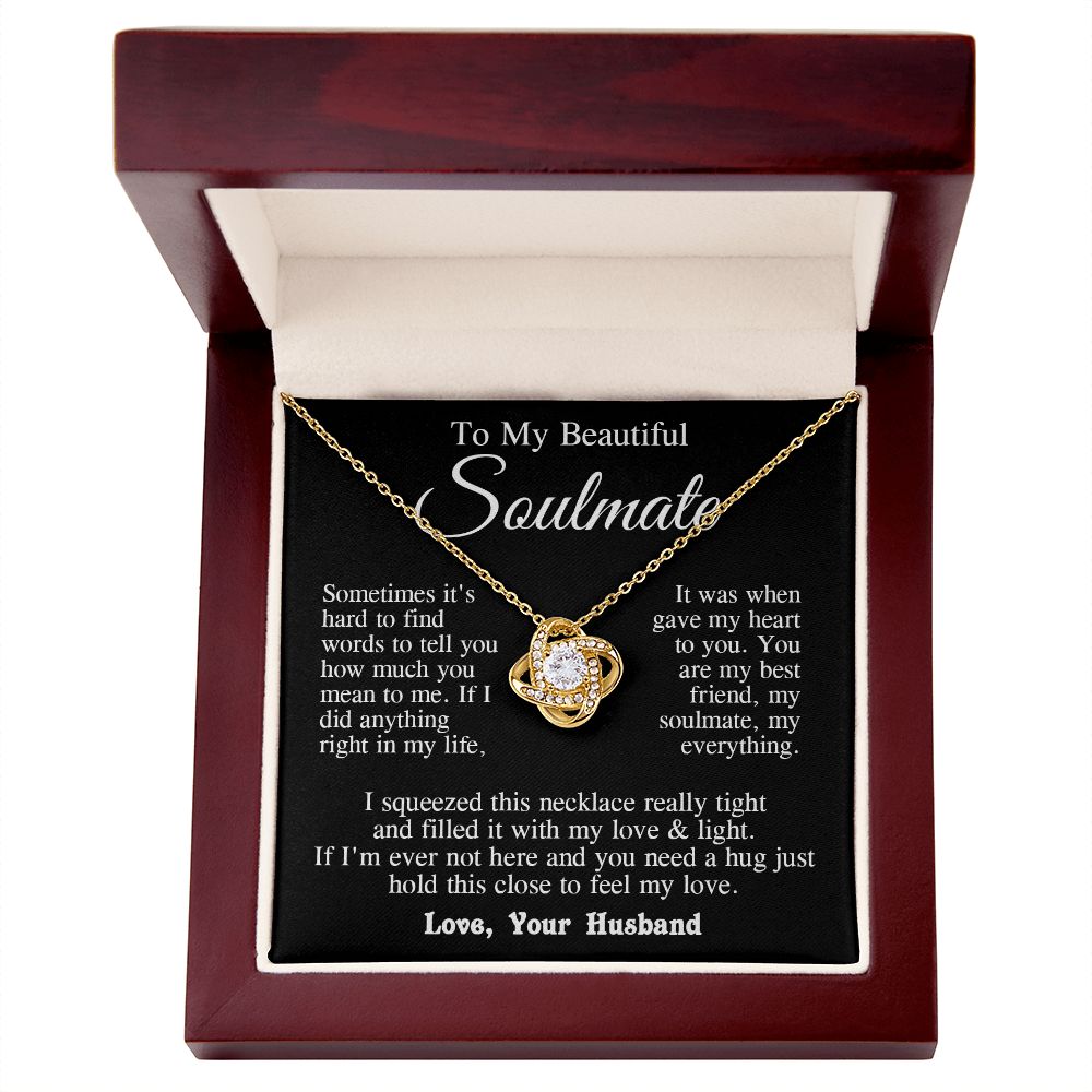 Soulmate Necklace from Husband, Wedding Anniversary Romantic Gifts for Wife from Husband to My Wife Necklaces for Wife Birthday Gifts, Wife Jewelry Necklace Message Card and Necklace Gift Box Gift Box Styles on Birthday, Wedding, Anniversary, Valentin Lov