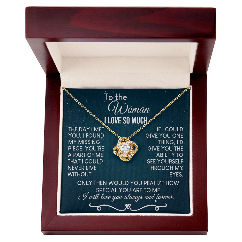 To The Woman Necklace Future Wife Gifts, Promise Necklace For Her, Fiance Gifts For Her, Valentine Birthday Gifts For Future Wife With Message Card Box LED, Soulmate Necklace For Women, To My Wife Necklace Love knot Thang