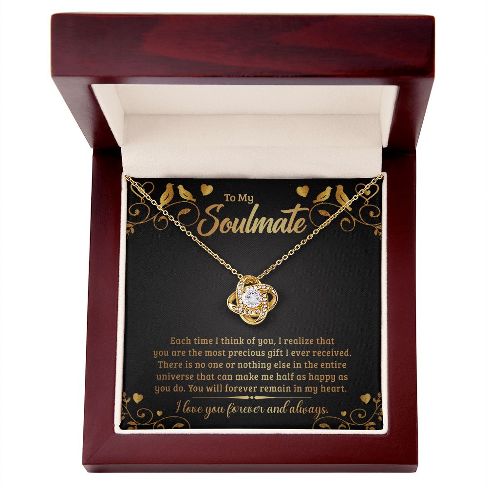 Couples Gifts, My Soulmate Necklace Gifts From Husband, Wedding Anniversary Jewelry For Wife From Husband, Wife Birthday From Husband, To My Soulmate Message Card and Gift Box styles On Birthday, Christmas, Anniversary  Love knot Thang