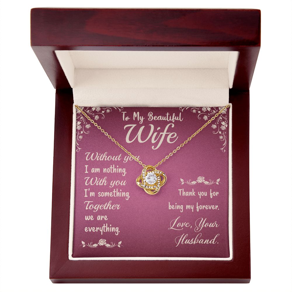 Couples Gifts,To My Wife Girlfriend Necklace Gifts From Husband, Wedding Anniversary Jewelry For Wife From Husband, Wife Birthday From Husband, To My Beautiful Wife Girlfriend Message Card and Gift Box styles On Birthday, Christmas, Anniversary  Love knot