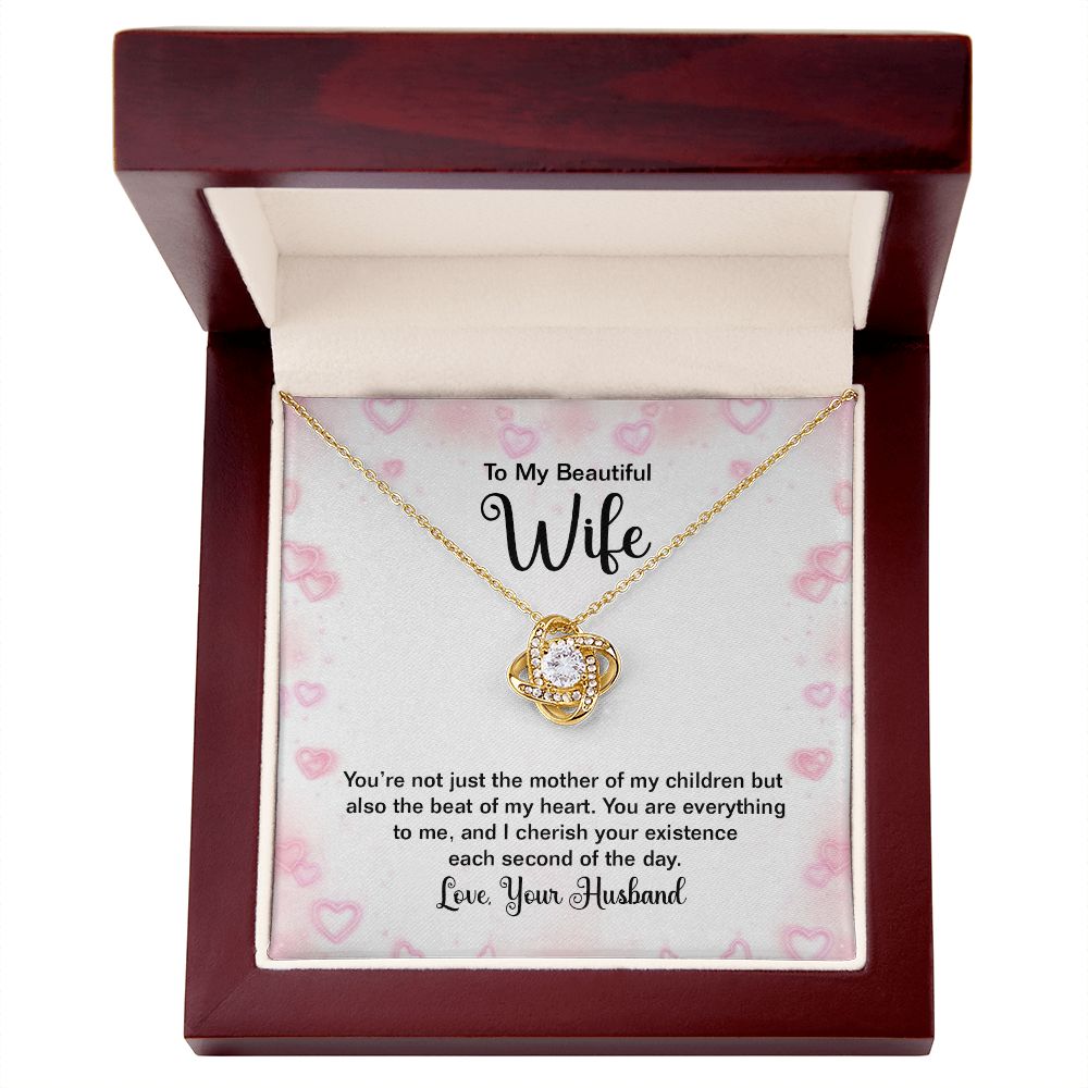 Couples Gifts Necklace To My Beautiful Wife Necklace Gifts For My Wife, Love Knot Meaningful Necklace Message Card and Gift Box Styles on Birthday, Christmas, Anniversary Love knot Thang