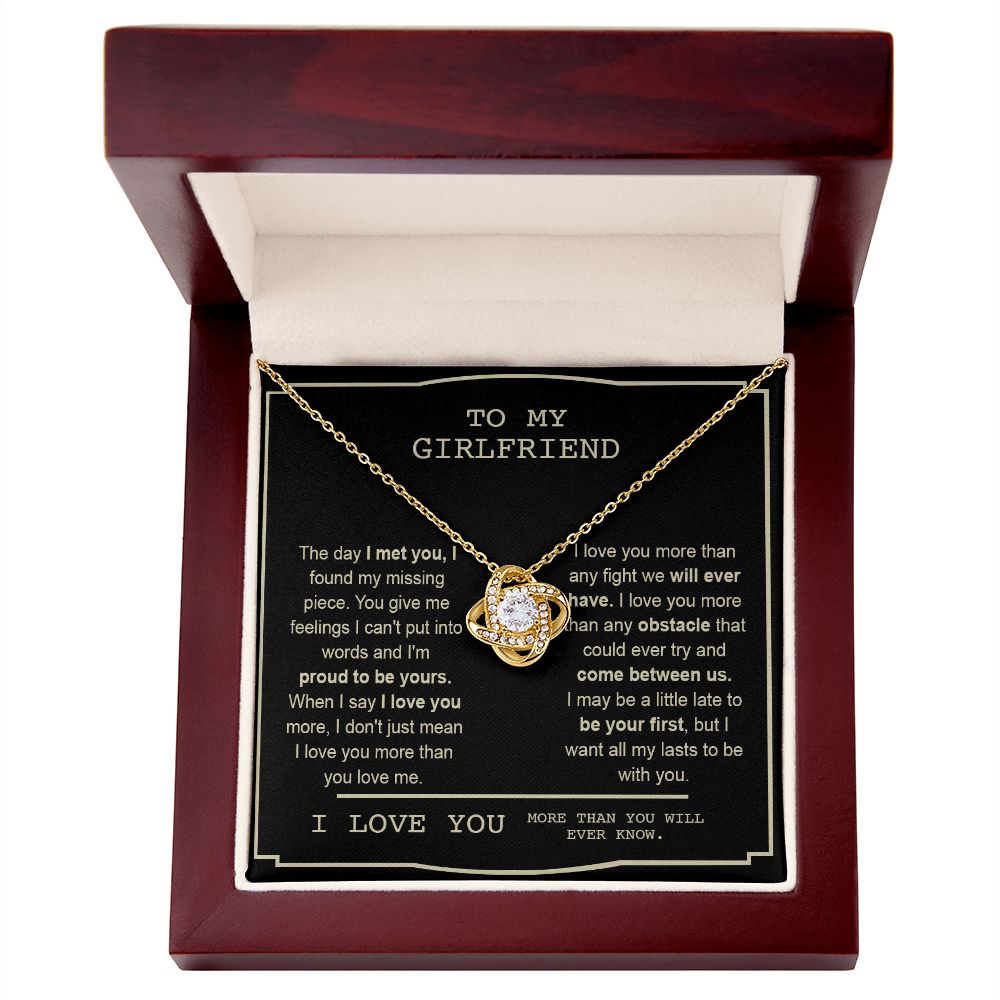 Couples Gifts, To My Boyfriend Necklace Gifts From Husband, Wedding Anniversary Jewelry For Wife From Husband, Necklace Customer Name Message Card and Gift Box styles On Birthday, Christmas, Anniversary Love knot Thang
