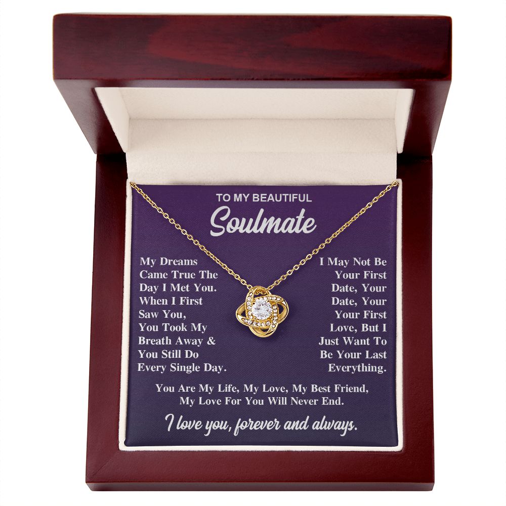 To My Soulmate Necklace Gift for Her, Soulmate Jewelry, Necklaces for Wife from Husband, Valentine To My Wife Necklace, Soulmate Gifts, Necklace Message Card and Gift Box Styles on Birthday, Wedding, Anniversary, Valentine Love knot Thang