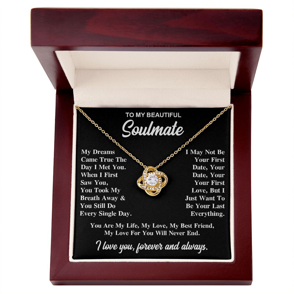 To My Soulmate Necklace Gift for Her, Soulmate Jewelry, Necklaces for Wife from Husband, Anniversary, To My Wife Necklace, Soulmate Gifts, Necklace Message Card and Gift Box Styles on Birthday, Wedding, Anniversary, Valentine Love knot Thang