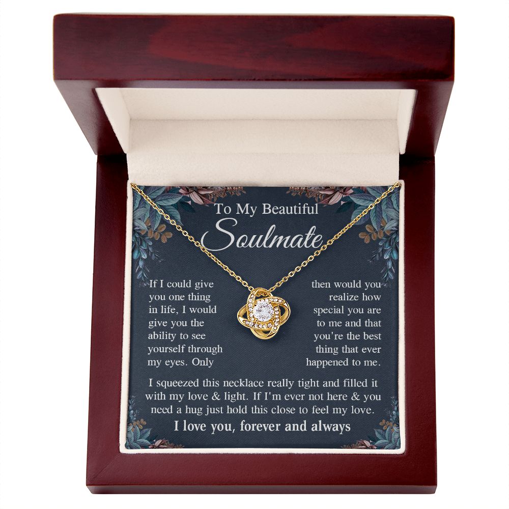 Soulmate Necklace Gift for Her, Soulmate Jewelry, Necklace for Future Wife, Anniversary Valentine Jewelry for Wife Necklace Gifts from Husband - Soulmate Gift Necklace with Message Card and Gift Box Love knot Thang