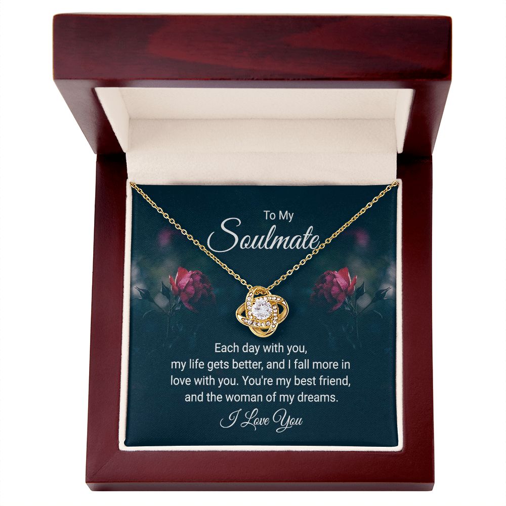 To My Soulmate Necklace for her Jewelry For Her Couples Gifts Necklaces For Soul Mate Christmas Jewelry, Dear Wife, Forever & Always, Love Knot Meaningful Necklace Message Card and Gift Box Styles on Birthday, Christmas, Anniversary Love knot Thang
