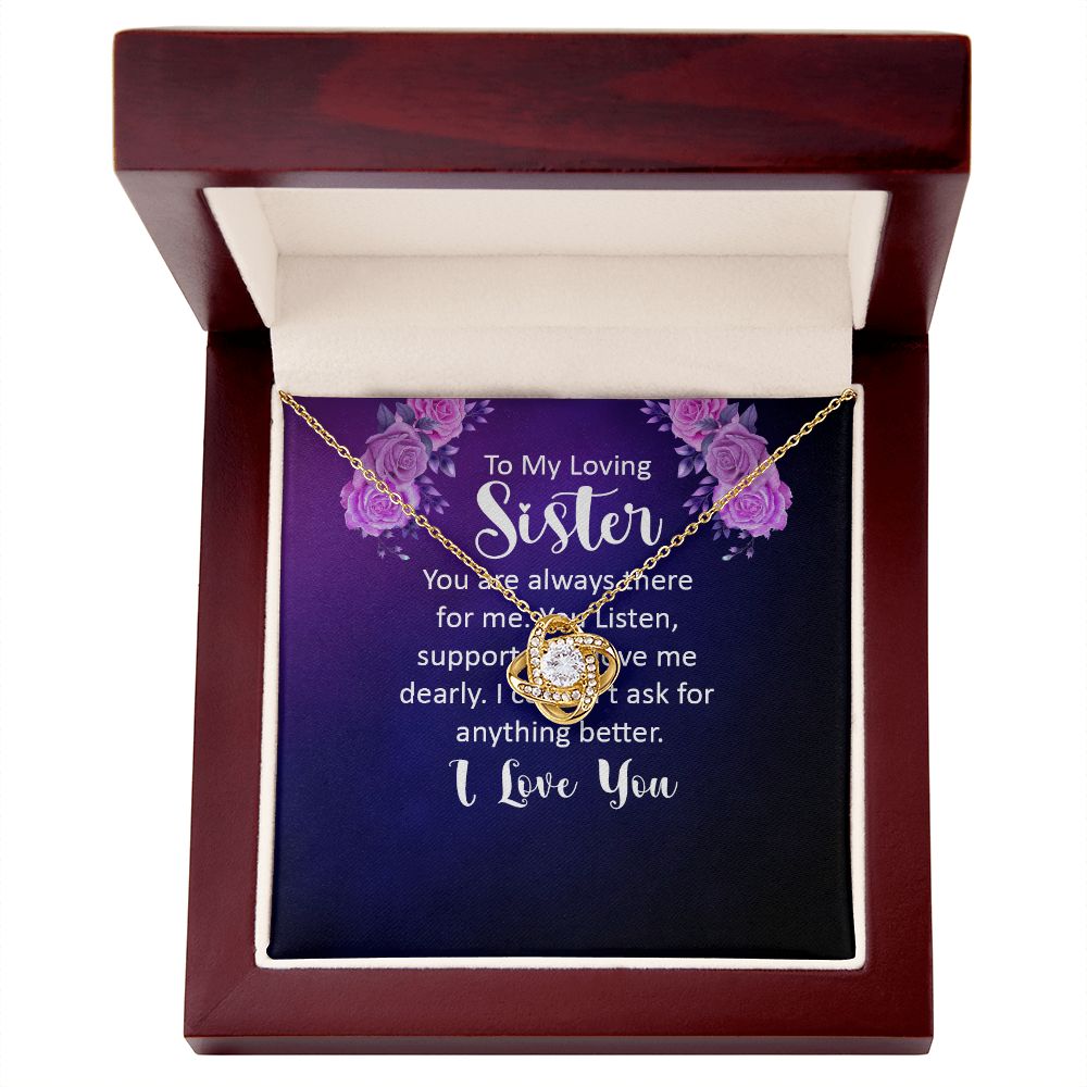 Couples Gifts, Loving Sister Necklace Gifts From Husband, Wedding Anniversary Jewelry For Wife From Husband, Wife Birthday From Husband, To My Unbiological Sister Message Card and Gift Box styles On Birthday, Christmas, Anniversary  Love knot Thang